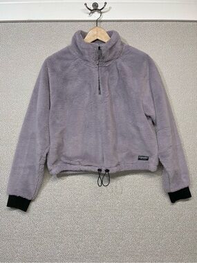 M Calvin Klein Performance Lavender Faux Fur Cropped Half-Zip Pullover